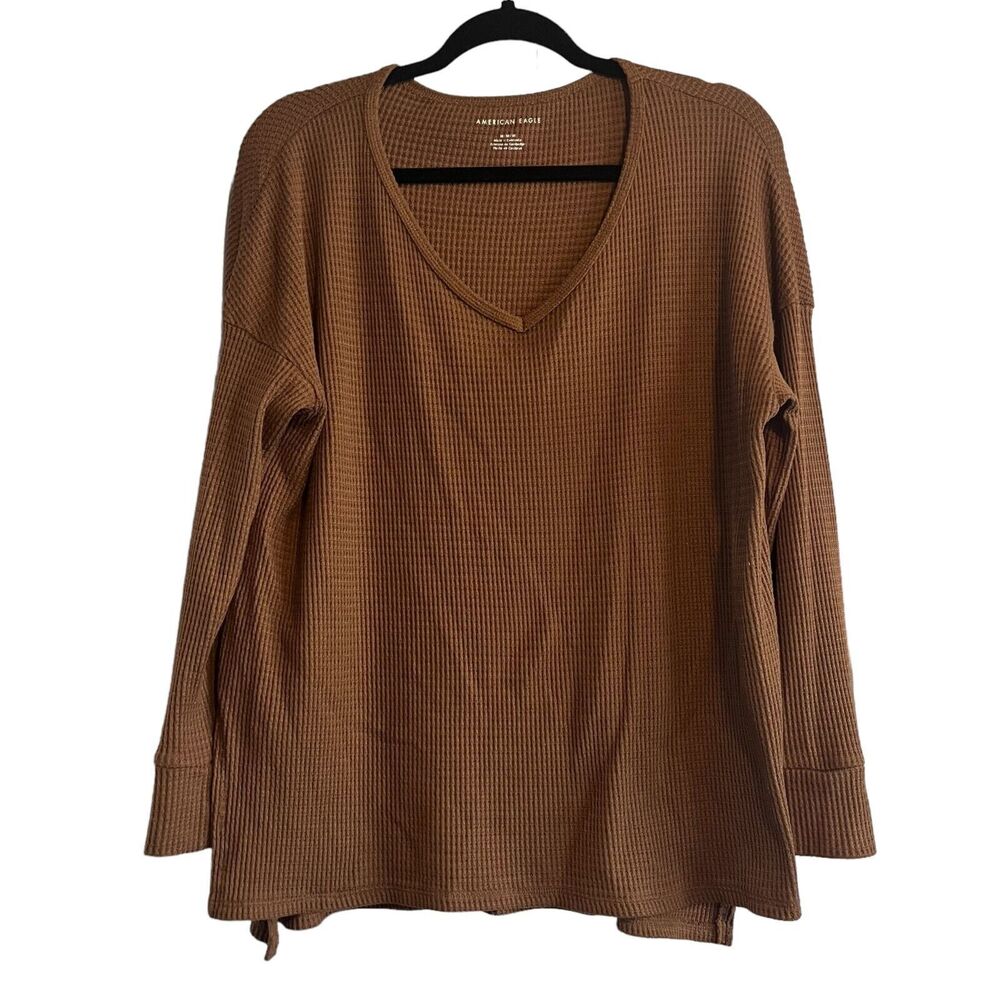 American Eagle Long Sleeve Waffle Knit Top Size Medium